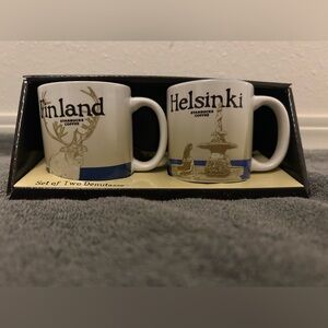 Starbucks Finland and Helsinki coffee demitasse mugs. NIB
